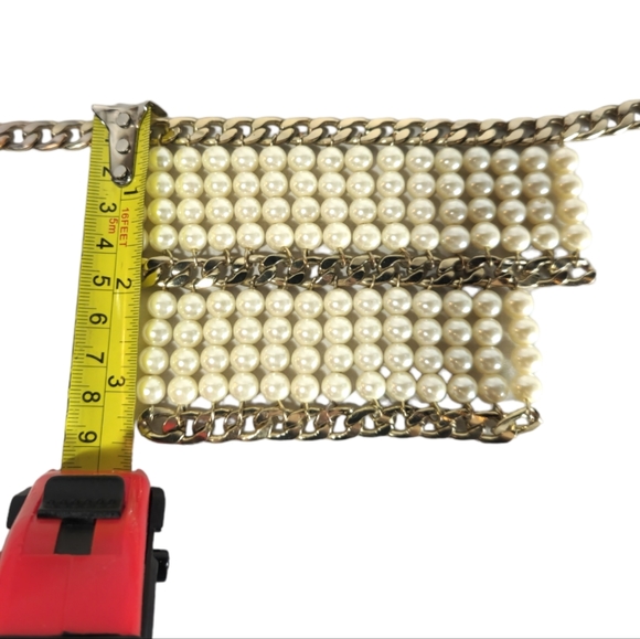 Gold Chain and White Faux Pearl Beaded 2-Tier Necklace - Picture 5 of 6